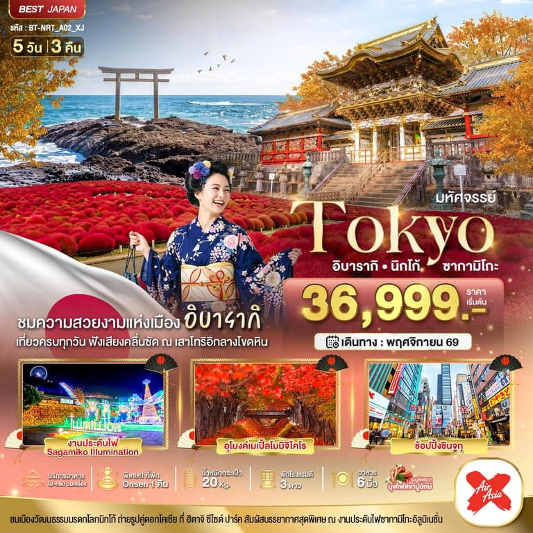 ทัวร์ญี่ปุ่น มหัศจรรย์...TOKYO อิบารากิ นิกโก้ ซากามิโกะ